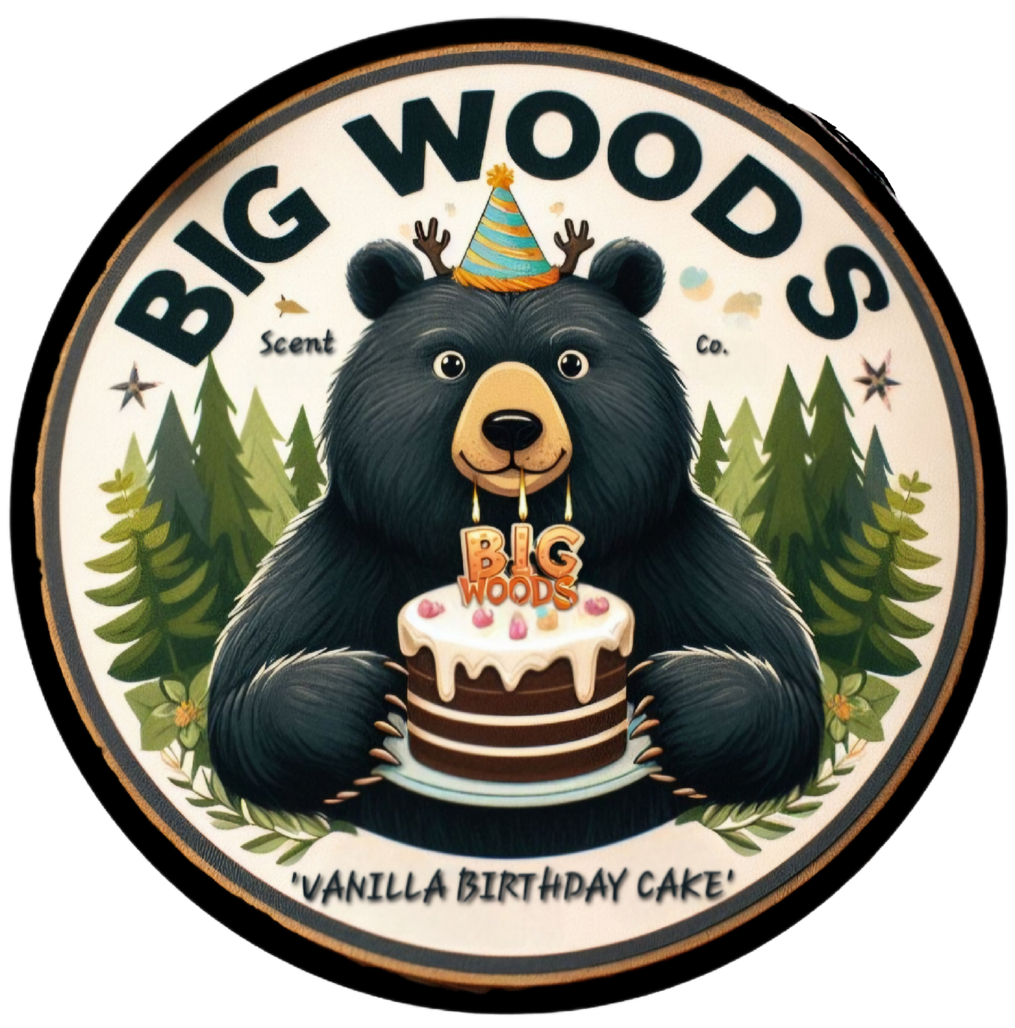 5" decal vanilla birthday cake